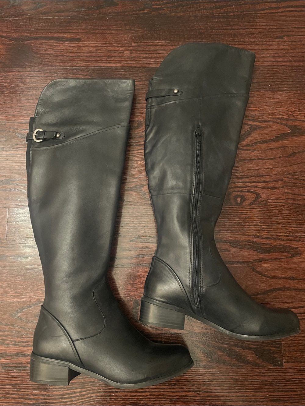 Matisse Black Leather Knee-High Riding Boots with Buckle